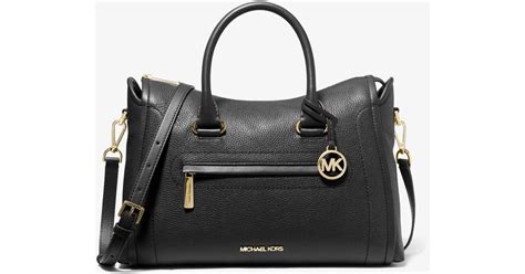 michael kors carine large pebbled leather satchel|Michael Kors carine satchel.